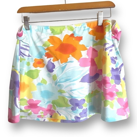 LAUREN Ralph LAUREN Floral Watercolor Mini Skirt Large Boho Chic Hippy - Picture 11 of 11